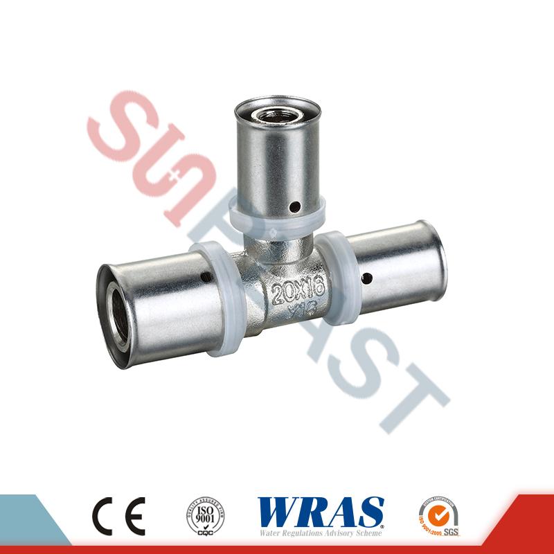 Brass Press Equal Tee สำหรับท่อ PEX-AL-Multilayer PEX